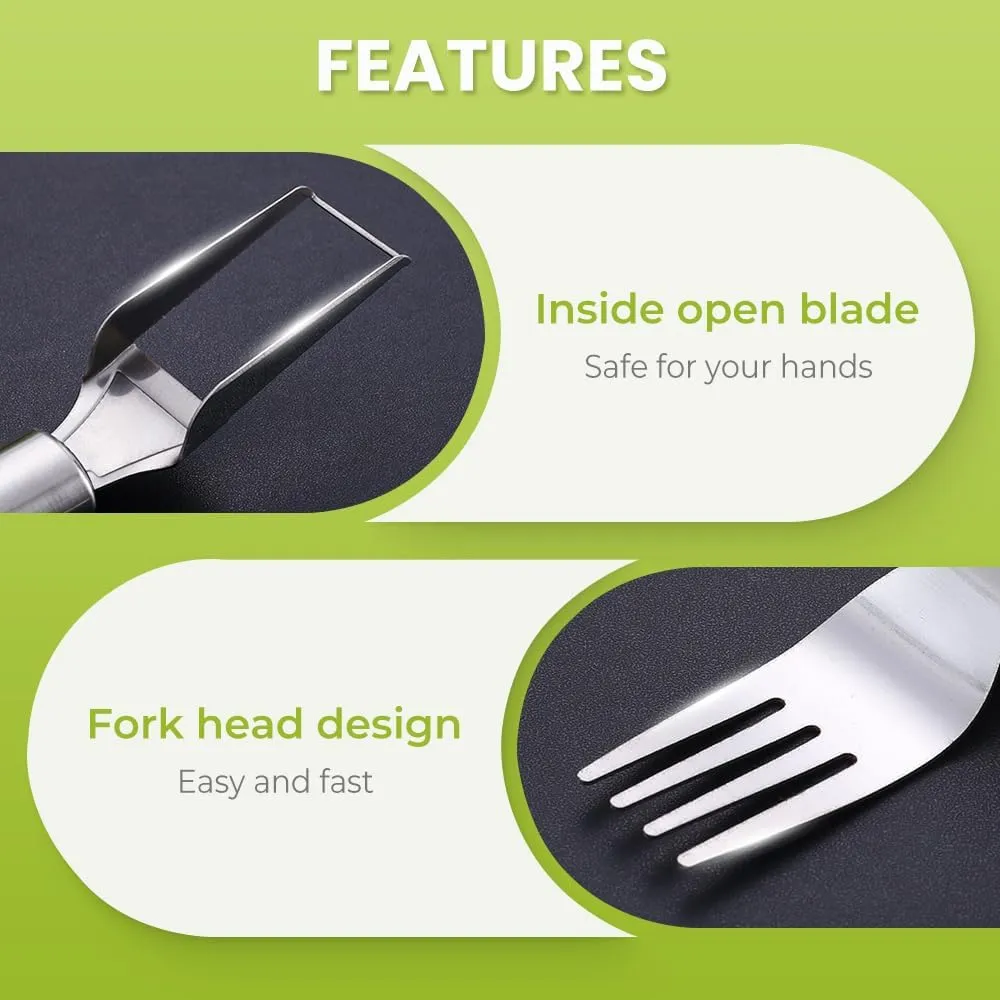 2-in-1 Stainless Steel Fruit Cutter, 2025 New Watermelon Slicer Cutter Tool, Portable Watermelon Fork Slicer Cutter, Dual Head Fruit Knife for Summer Home Party Camping Kitchen Gadgets (1)