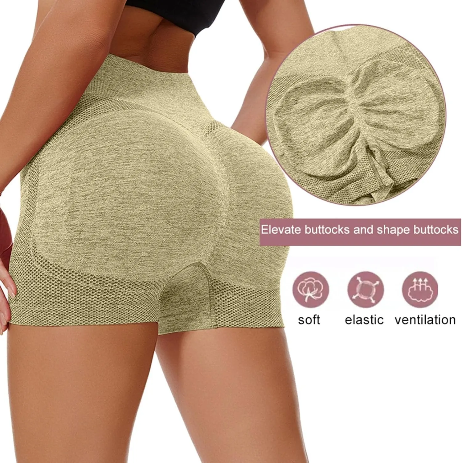 2 Pack Biker Shorts Women Tummy Control Shapewear Yoga Shorts Booty Butt Lifting Breathable Workout Running Pants