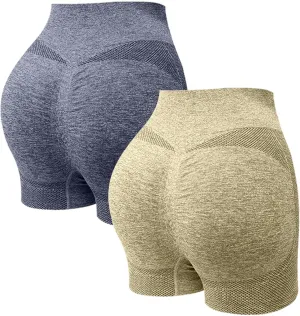 2 Pack Biker Shorts Women Tummy Control Shapewear Yoga Shorts Booty Butt Lifting Breathable Workout Running Pants