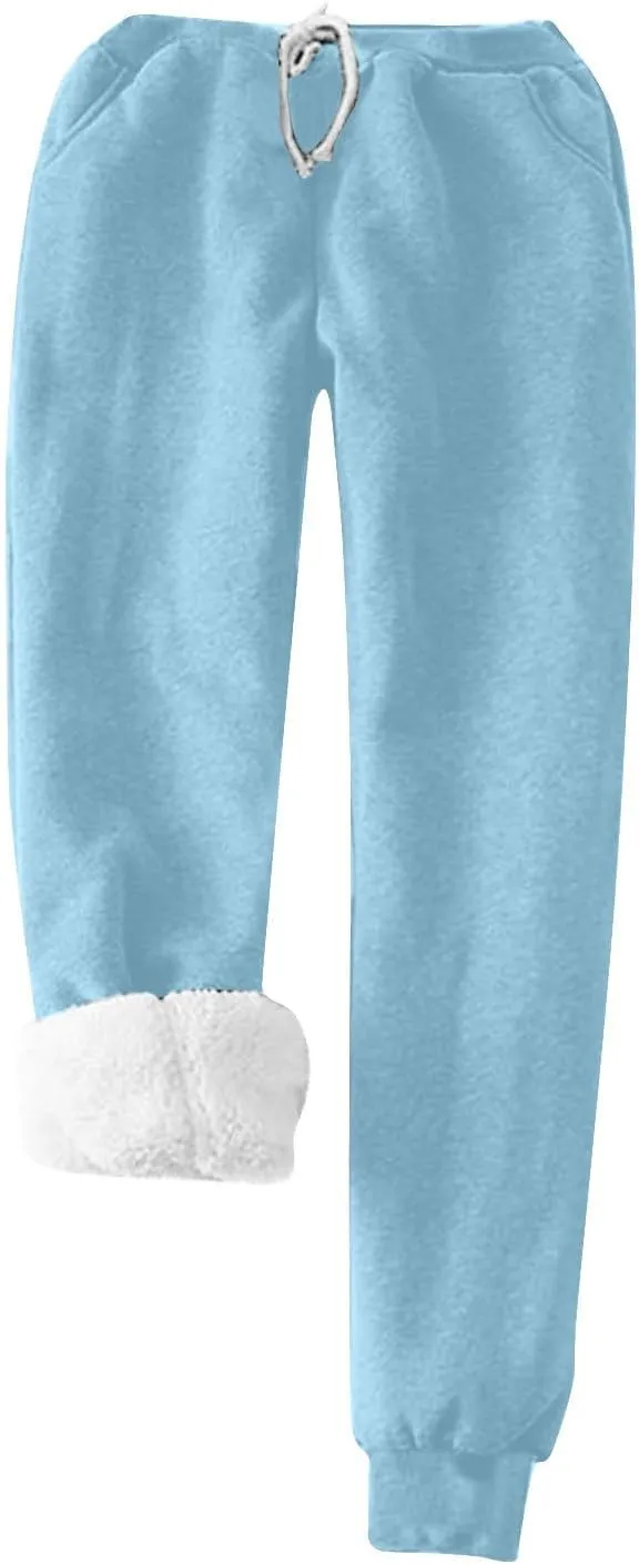 2 Piece Lounge Set Women Funny Letter Print Fleece Crewneck Sweatshirt Sherpa Lined Jogger Soft Warm Sweatpant 2024