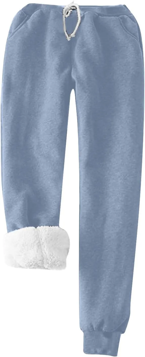 2 Piece Lounge Set Women Funny Letter Print Fleece Crewneck Sweatshirt Sherpa Lined Jogger Soft Warm Sweatpant 2024
