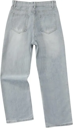 2024 Straight Leg Trousers Denim Trousers Vintage Loose Blue Washed Mom Jeans Low Rise Jeans Women pj Shorts for