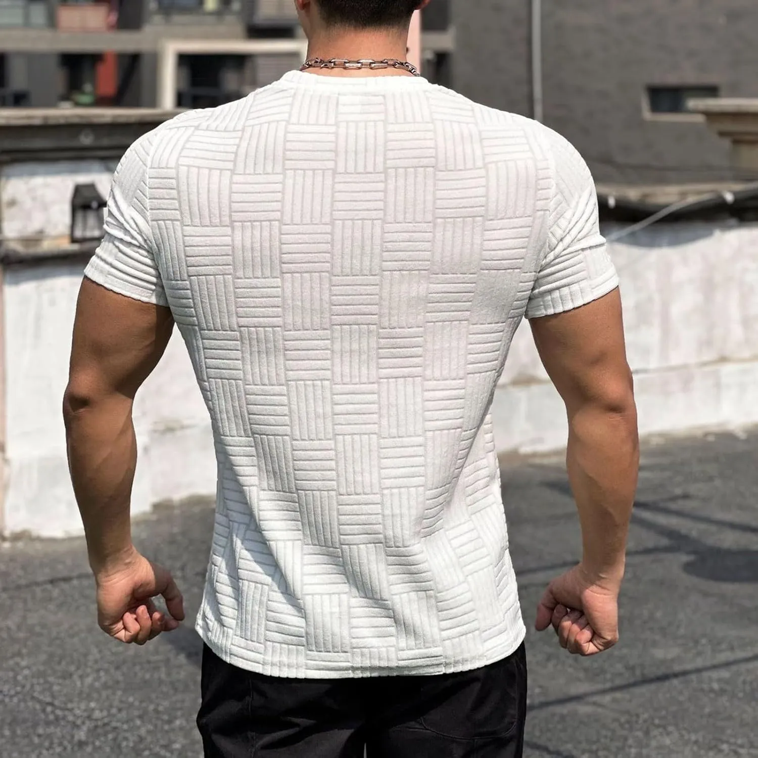 2025 Men's Muscle Exercise Semi Tight Fitness Short Sleeve Basketball Running Training Cloth Sports T Shirt