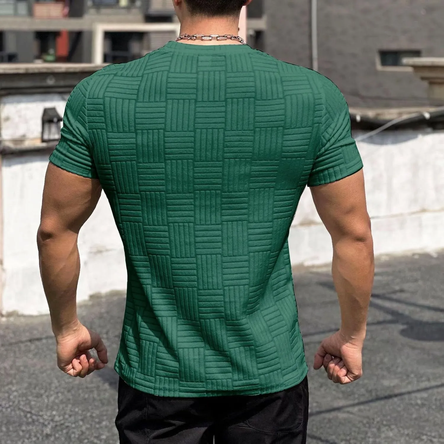 2025 Men's Muscle Exercise Semi Tight Fitness Short Sleeve Basketball Running Training Cloth Sports T Shirt