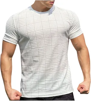 2025 Men's Muscle Exercise Semi Tight Fitness Short Sleeve Basketball Running Training Cloth Sports T Shirt