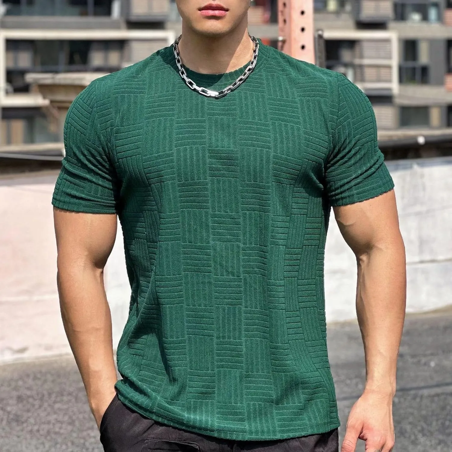 2025 Men's Muscle Exercise Semi Tight Fitness Short Sleeve Basketball Running Training Cloth Sports T Shirt