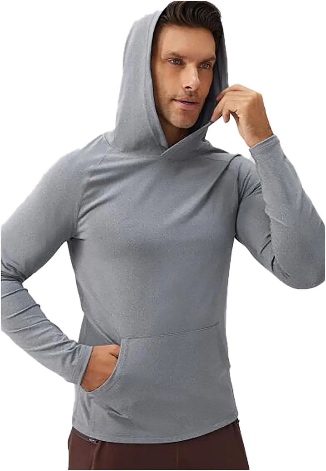 2025 Men's Sports Hoodie Hooded Absorption Quick Drying Fitness Jacket Slim Running Training Long Sleeve