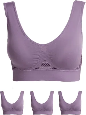 3PC Women Vest Yoga Sports Bras Comfortable Wireless Underwear Women's Breathable Solid Everyday Fitness Bra