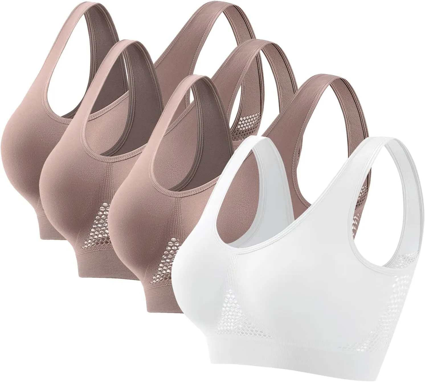 4 Pack Women's Racerback Sports Bra Seamless Yoga Sports Bras Workout Tops Activity Sleep Bras