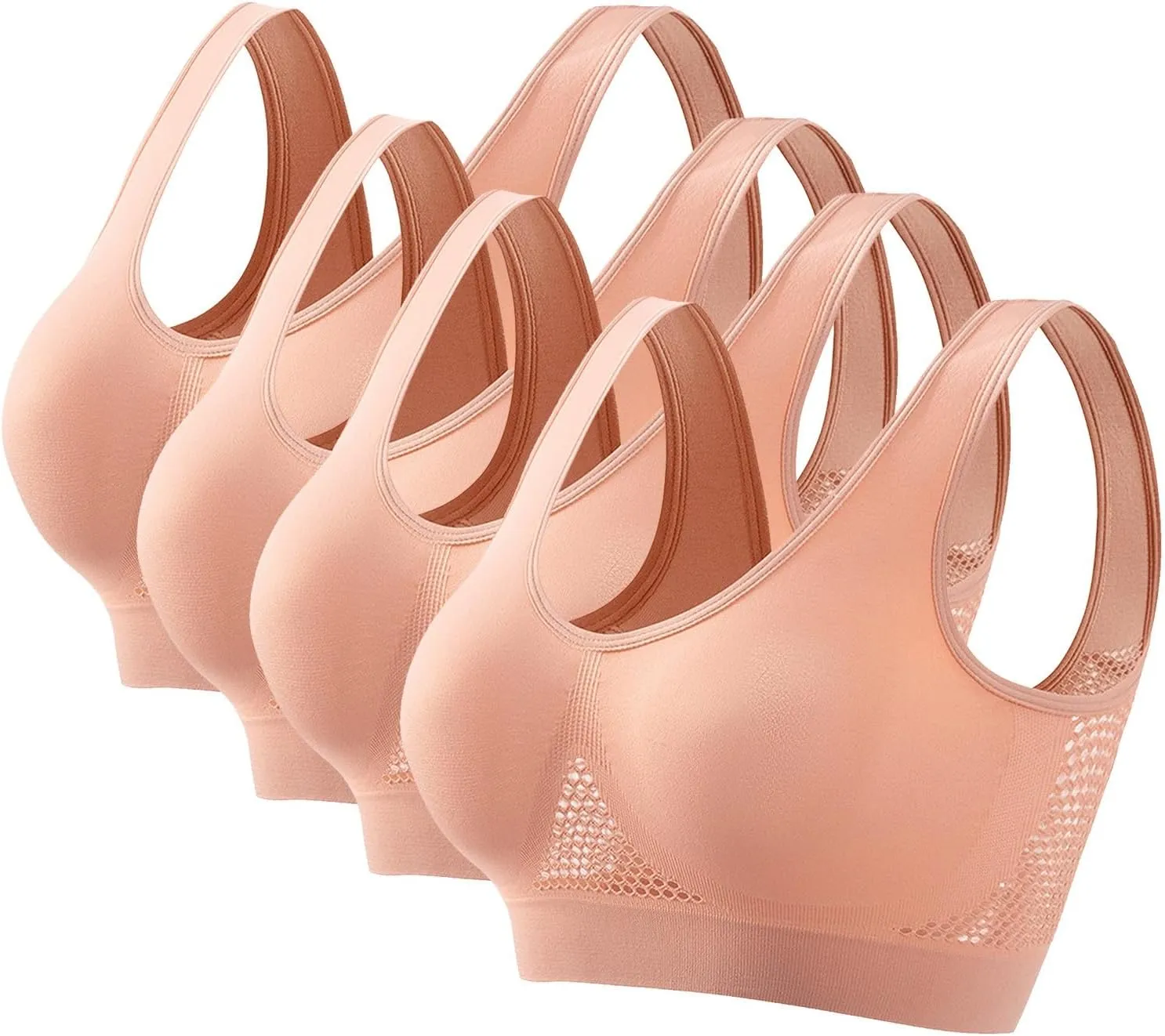 4 Pack Women's Racerback Sports Bra Seamless Yoga Sports Bras Workout Tops Activity Sleep Bras