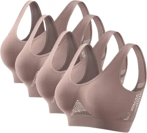 4 Pack Women's Racerback Sports Bra Seamless Yoga Sports Bras Workout Tops Activity Sleep Bras