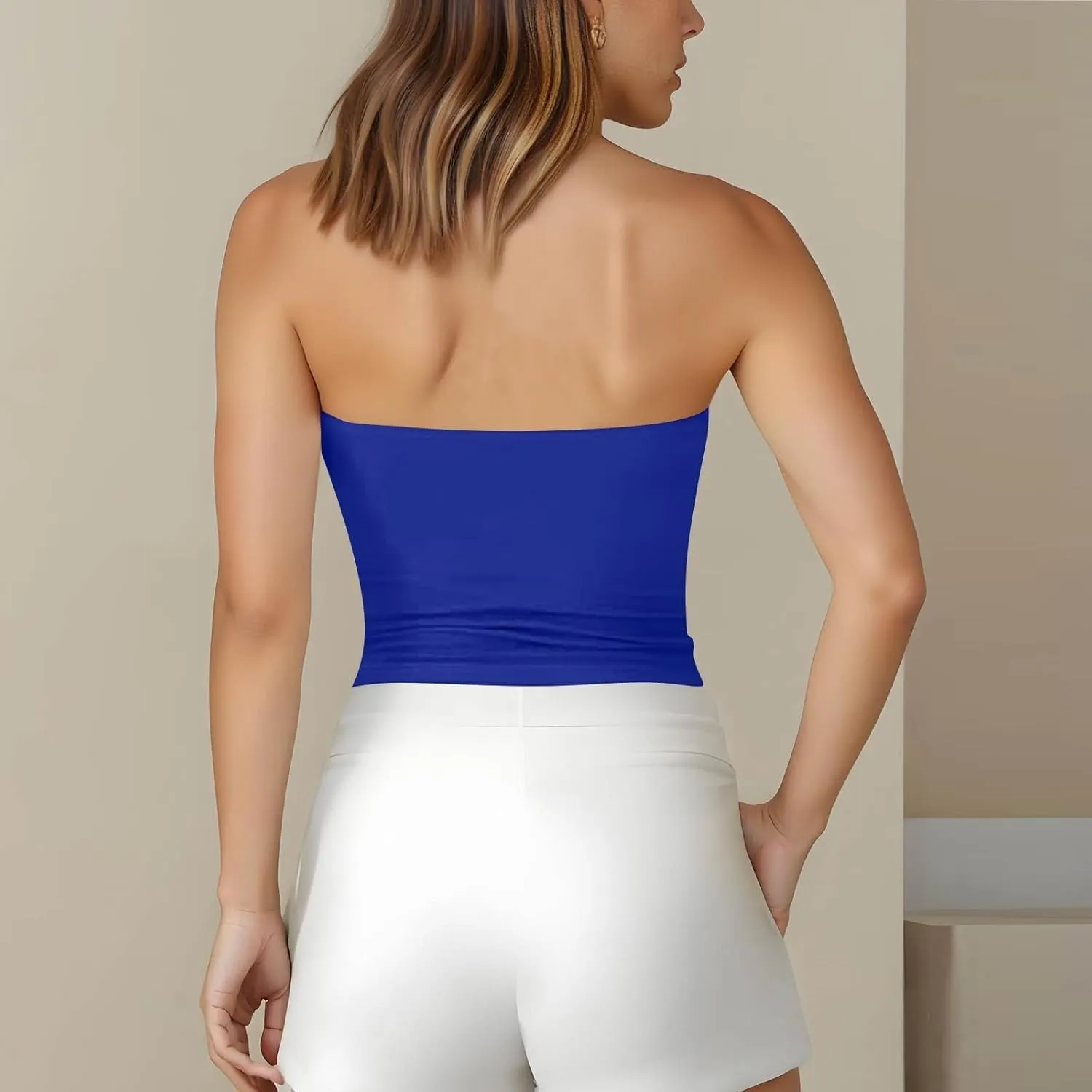 4th of July Tank Tops for Women American Flag Tube Top with Built in Bra Sexy Casual Backless Shirts