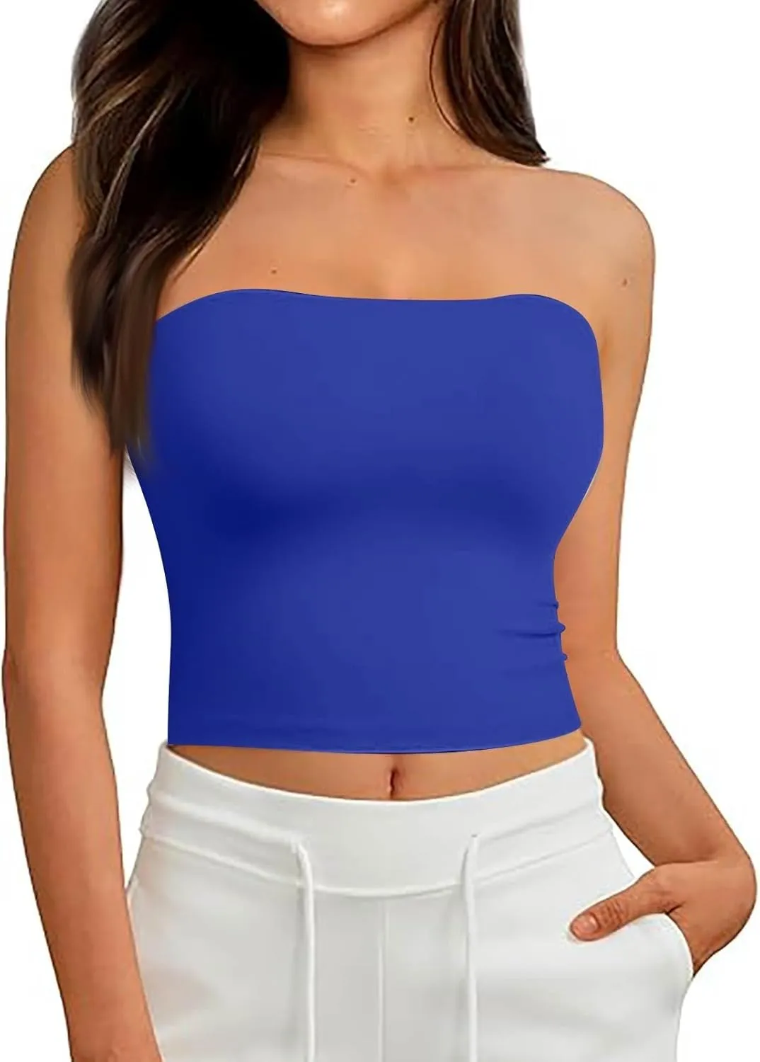 4th of July Tank Tops for Women American Flag Tube Top with Built in Bra Sexy Casual Backless Shirts