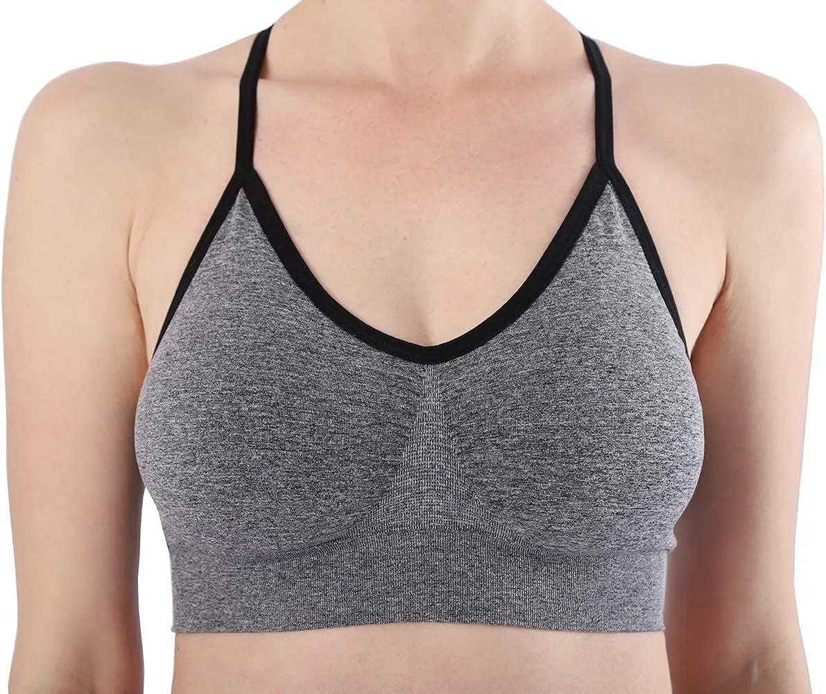 AKAMC Women's Cross Back Sport Bras,Adjustable Straps Padded Criss Cross Cropped Bras for Yoga Workout Fitness