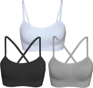 AKAMC Women's Cross Back Sport Bras,Adjustable Straps Padded Criss Cross Cropped Bras for Yoga Workout Fitness