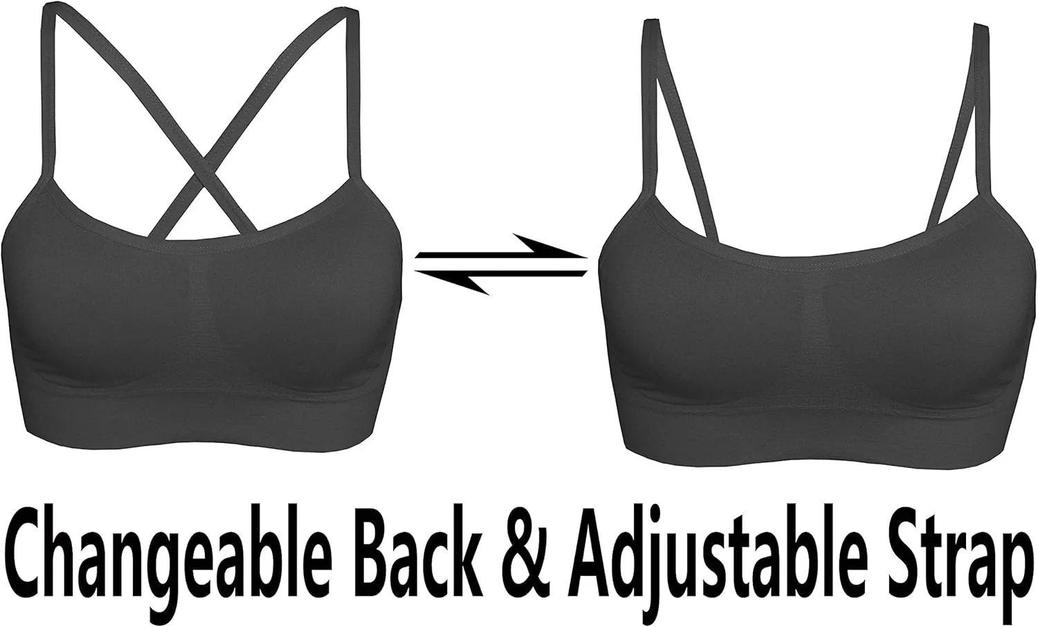 AKAMC Women's Cross Back Sport Bras,Adjustable Straps Padded Criss Cross Cropped Bras for Yoga Workout Fitness