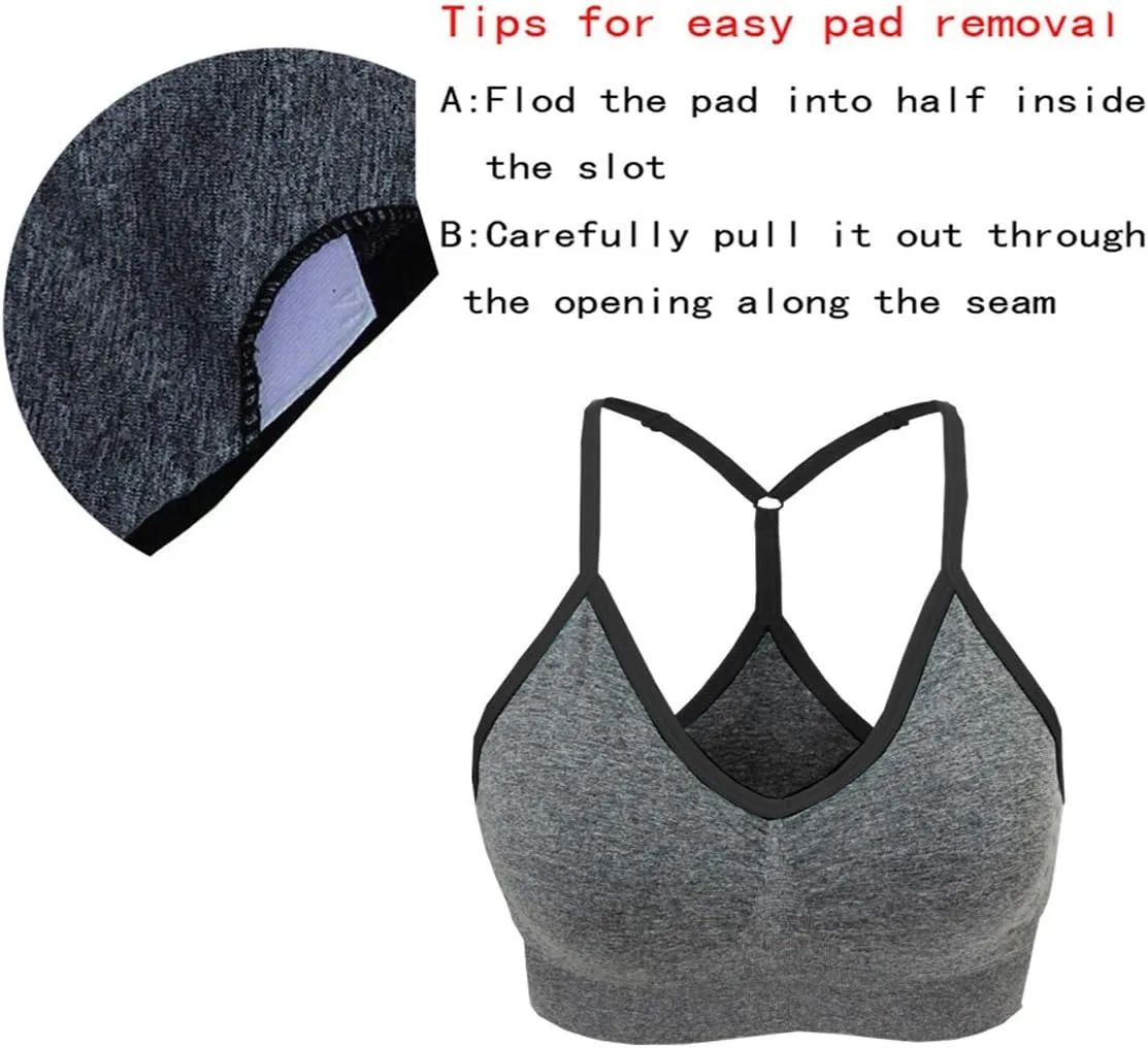 AKAMC Women's Cross Back Sport Bras,Adjustable Straps Padded Criss Cross Cropped Bras for Yoga Workout Fitness