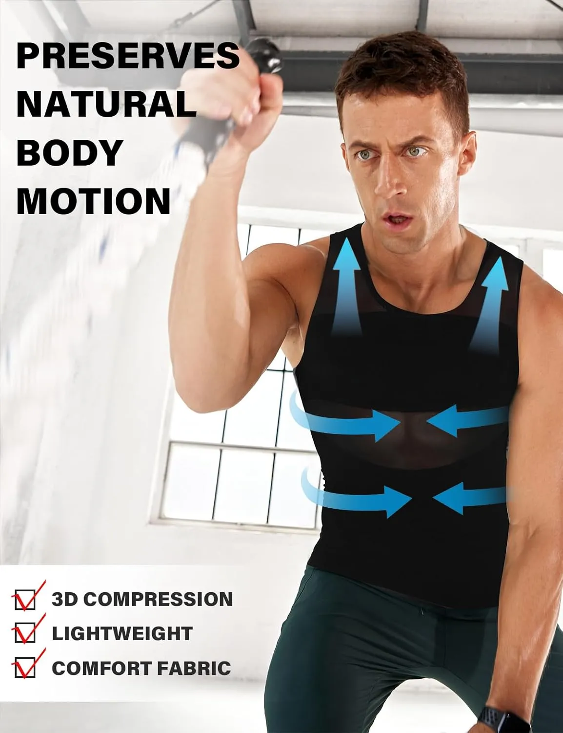 Arjen Kroos Men's Body Shaper Compression Mesh Tank Top Undershirts Shapewear