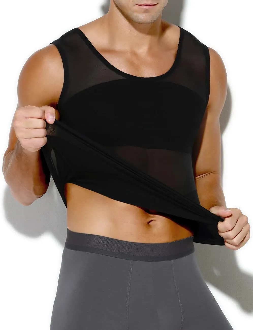 Arjen Kroos Men's Body Shaper Compression Mesh Tank Top Undershirts Shapewear