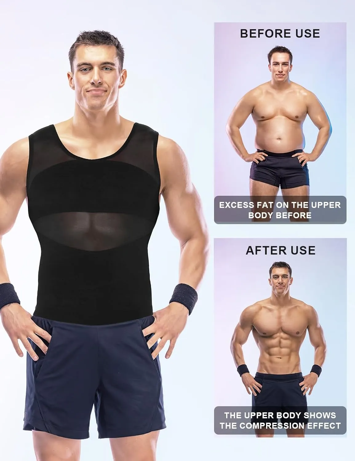 Arjen Kroos Men's Body Shaper Compression Mesh Tank Top Undershirts Shapewear
