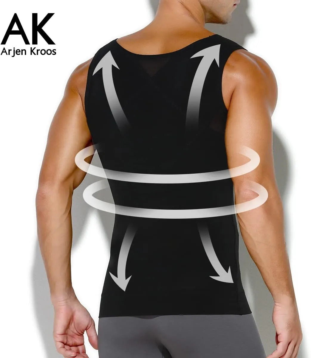 Arjen Kroos Men's Body Shaper Compression Mesh Tank Top Undershirts Shapewear
