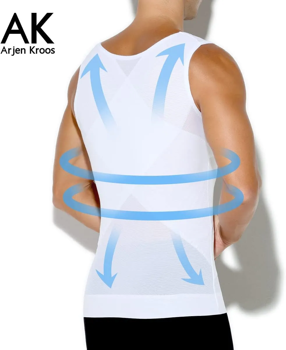 Arjen Kroos Men's Body Shaper Compression Mesh Tank Top Undershirts Shapewear