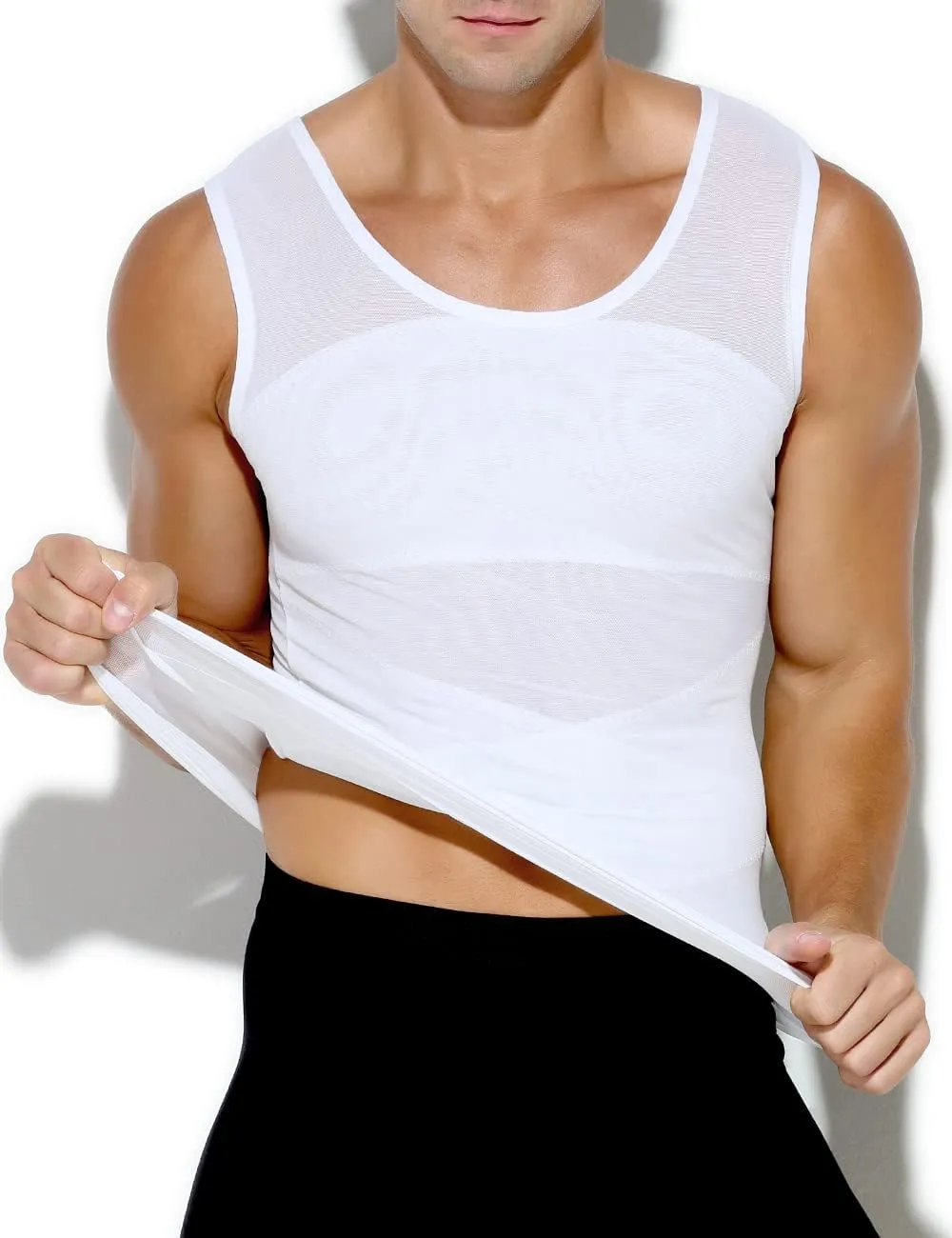 Arjen Kroos Men's Body Shaper Compression Mesh Tank Top Undershirts Shapewear