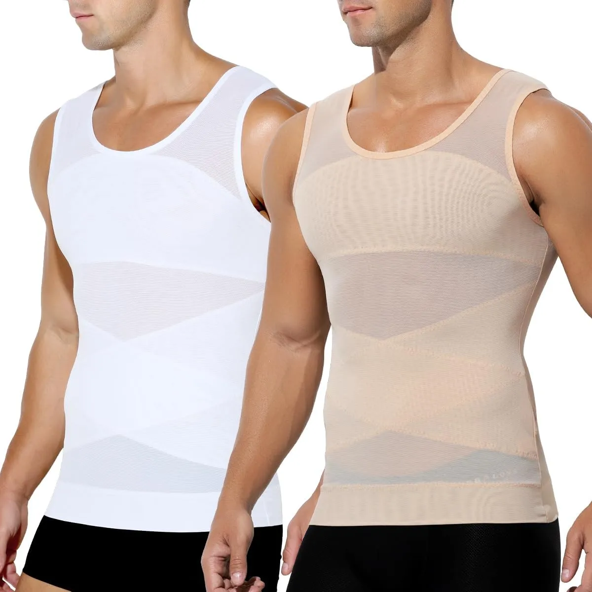 Arjen Kroos Men's Body Shaper Compression Mesh Tank Top Undershirts Shapewear