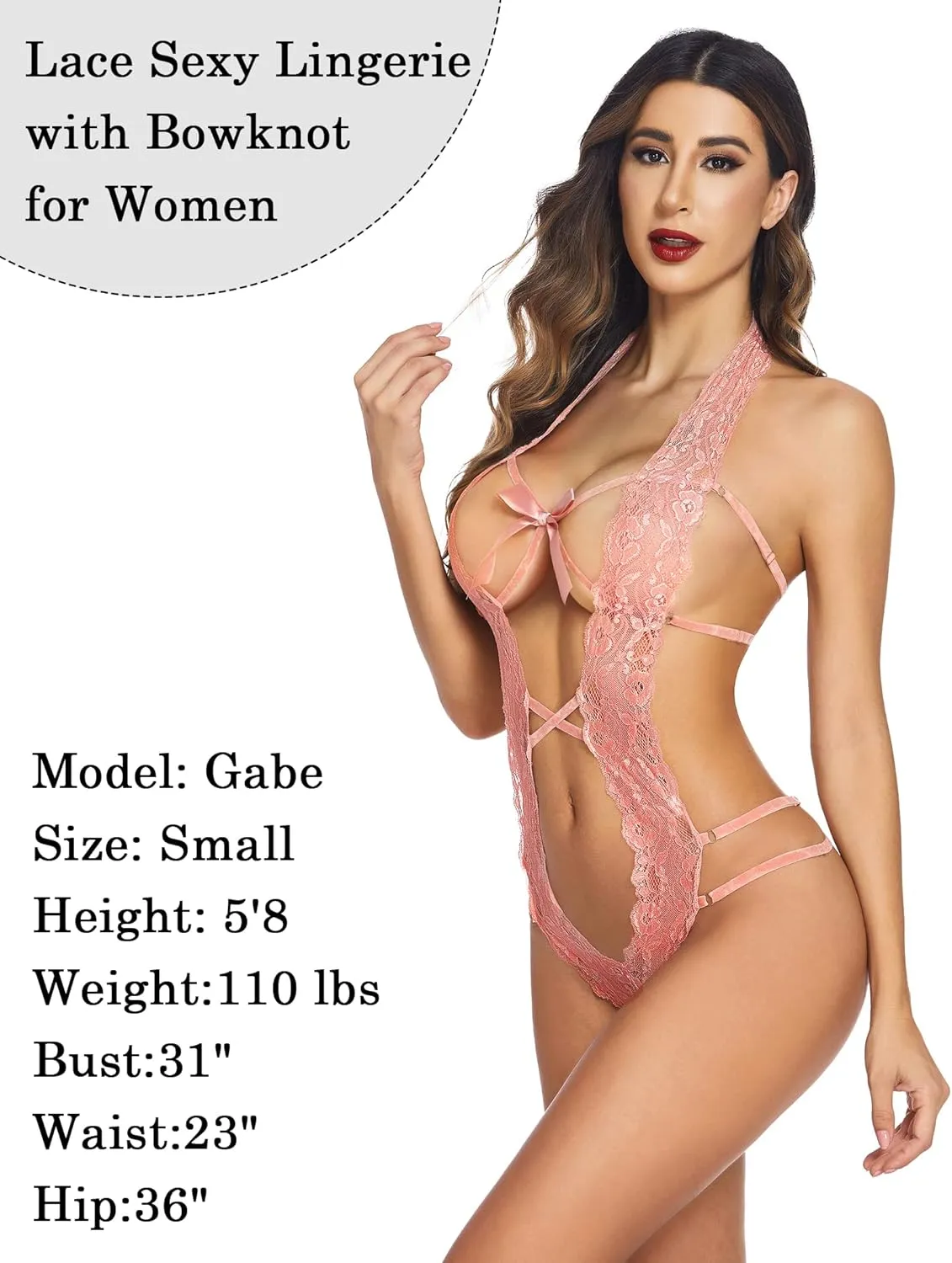 Avidlove Women Deep V Halter Lingerie Teddy One Piece Bodysuit Lace Babydoll