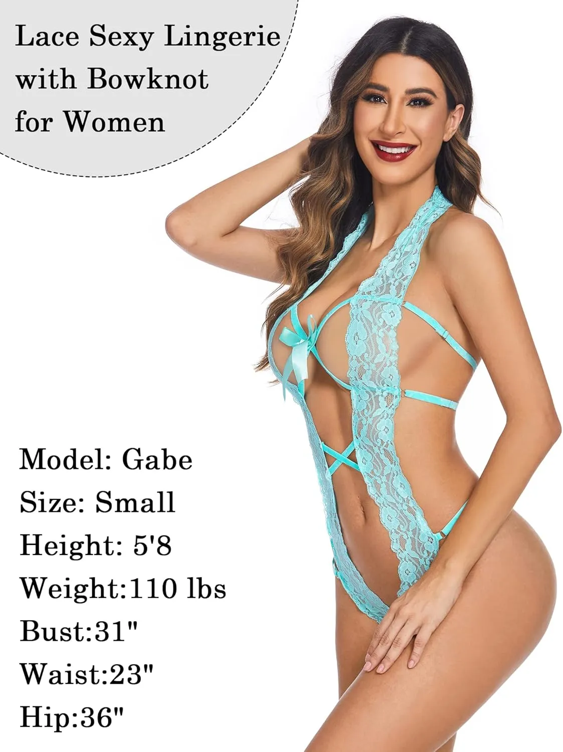 Avidlove Women Deep V Halter Lingerie Teddy One Piece Bodysuit Lace Babydoll