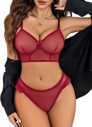 Avidlove Women's Lingerie Sexy Mesh Bralette And Panty Sets 2 Pieces Matching Underwear Outfits S-XXL