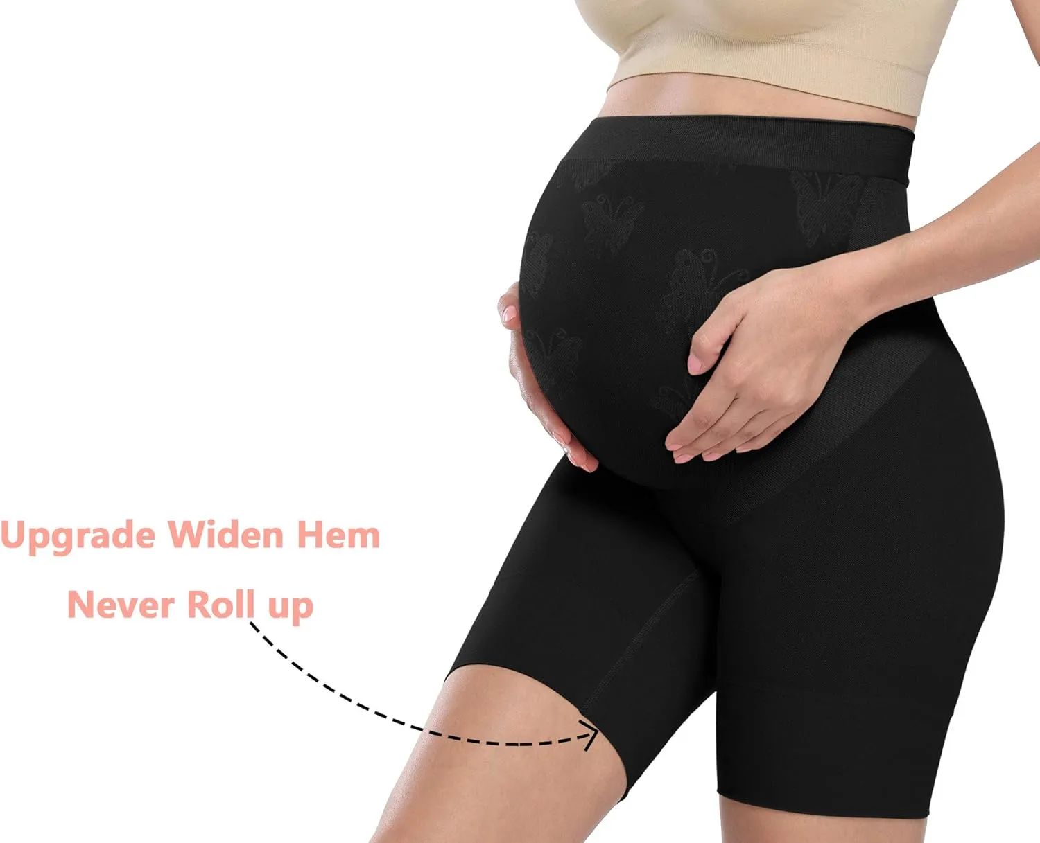 “Baby Bump” Premium Maternity Shapewear, High Waisted Mid-Thigh Pregnancy Underwear Prevent Chaffing Soft Adominal Support