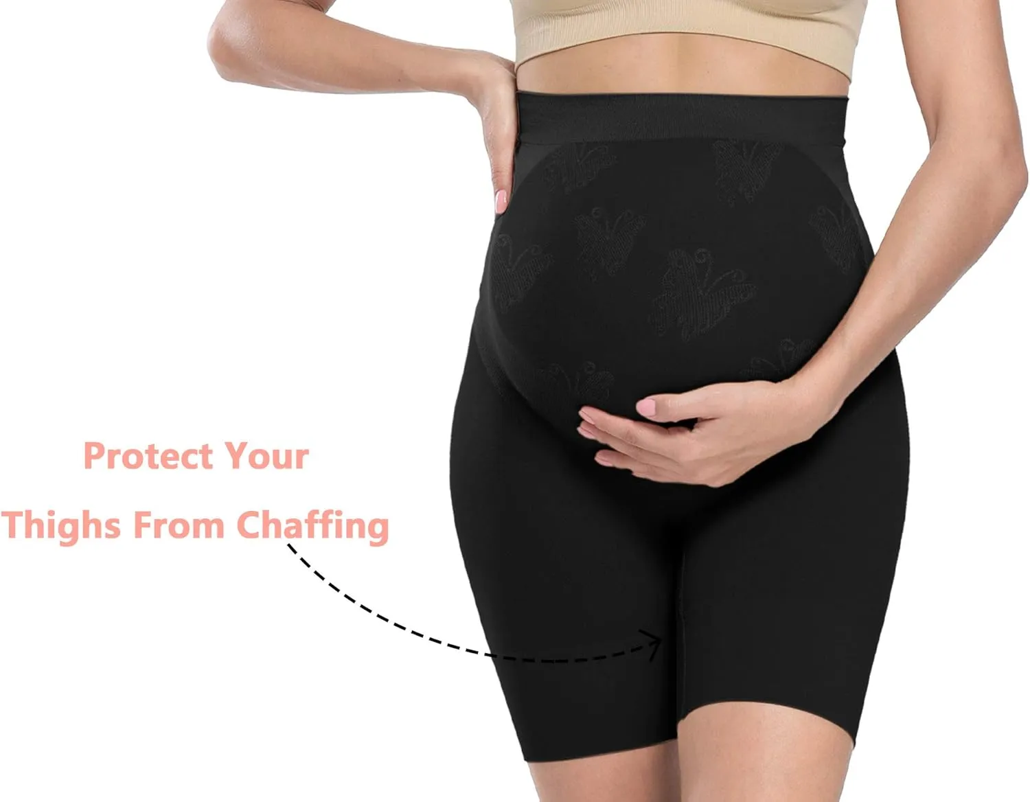 “Baby Bump” Premium Maternity Shapewear, High Waisted Mid-Thigh Pregnancy Underwear Prevent Chaffing Soft Adominal Support