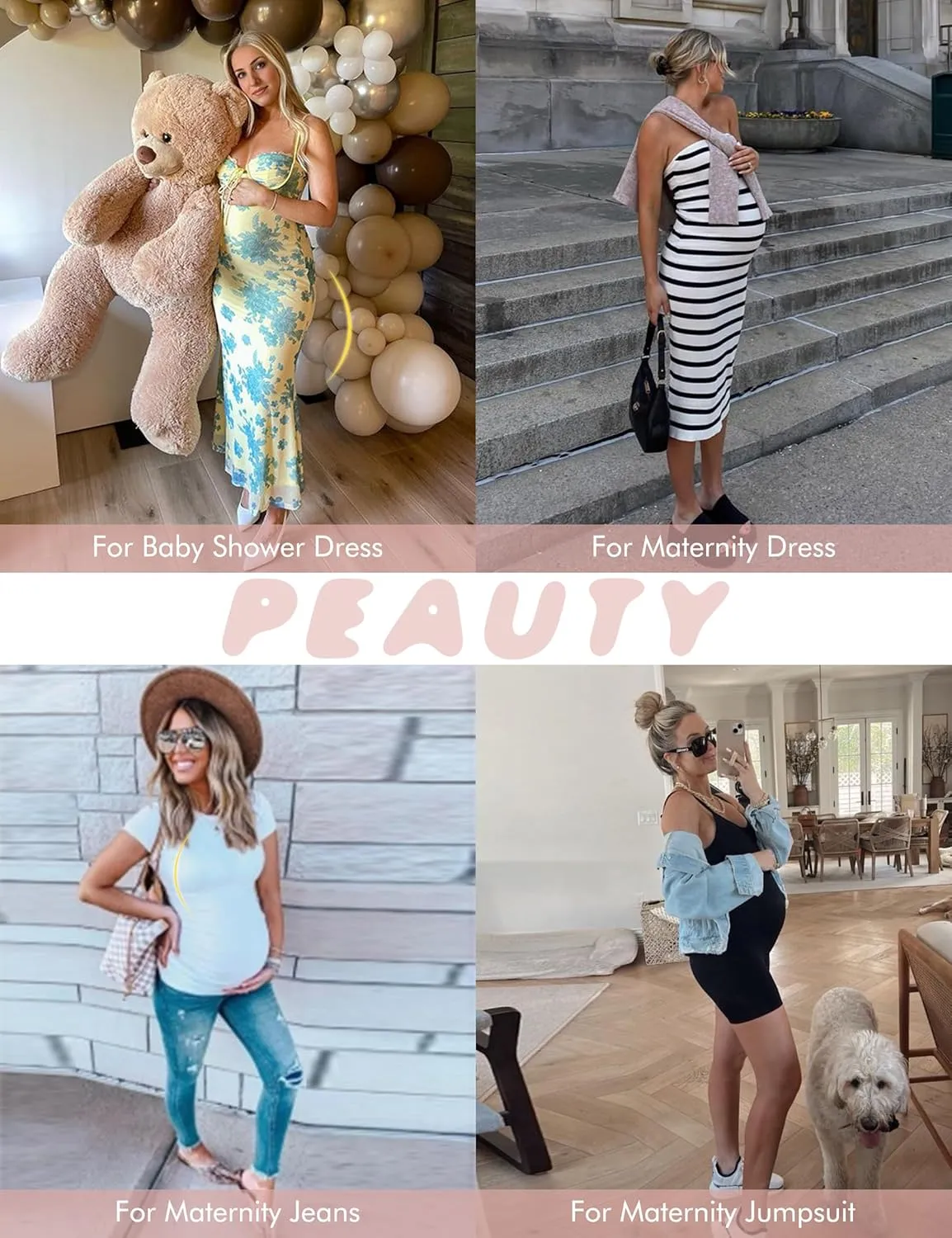 “Baby Bump” Premium Maternity Shapewear, High Waisted Mid-Thigh Pregnancy Underwear Prevent Chaffing Soft Adominal Support