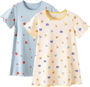 BANGSAUR Girls' Dress, Cotton Soft Sleepshirts,3-10 Years