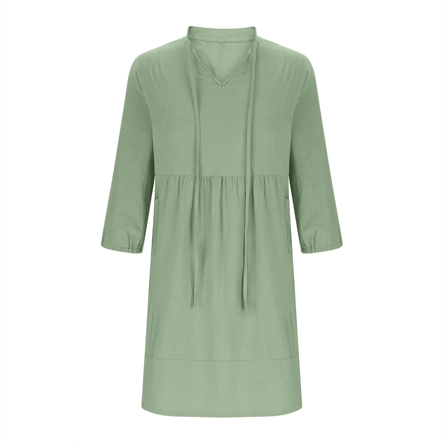 Borniu Women Casual Summer Summer Dresses Tie V Neck Half Sleeve High Waist Ruffle Tiered A Line Swing Tunic Mini Dress