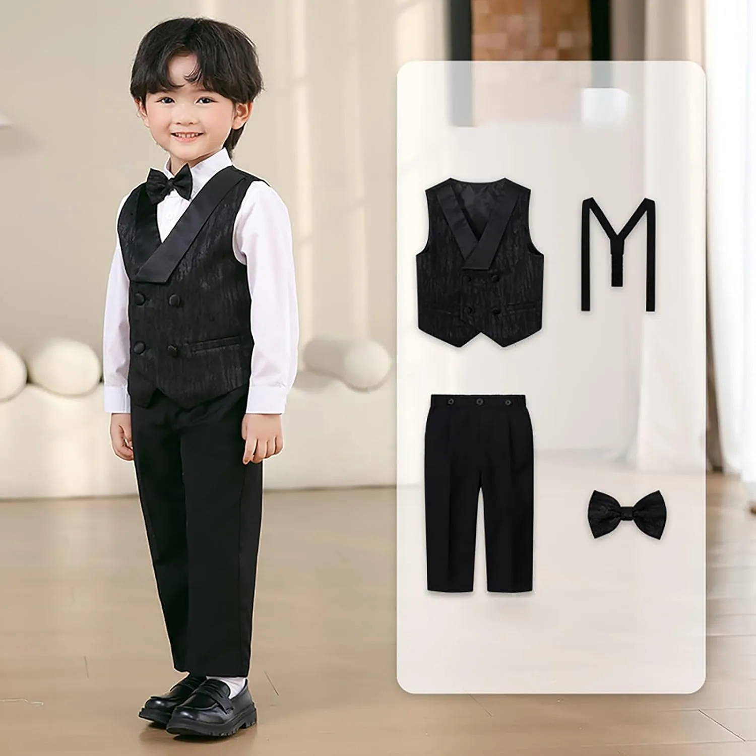 Boy's Formal Suit Sets Long Sleeve Button Front Tops And Pants Outfits Fall Stylish Wedding Fashion Slim Fit Set