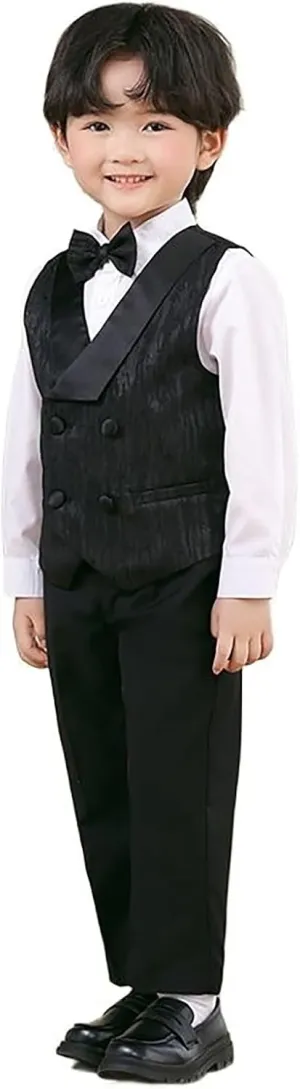 Boy's Formal Suit Sets Long Sleeve Button Front Tops And Pants Outfits Fall Stylish Wedding Fashion Slim Fit Set