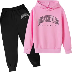 Boy's Tracksuits Hooded Pullover And Jogger Sweatpants Sets Solid Color Fall Winter Classic Letter Print Outfits