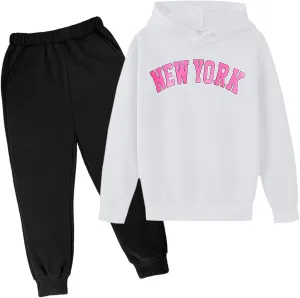 Boy's Tracksuits Long Sleeve Fall Winter Pullover Hoodie and Jogger Sweatpants Sets Letter Print Teen Set