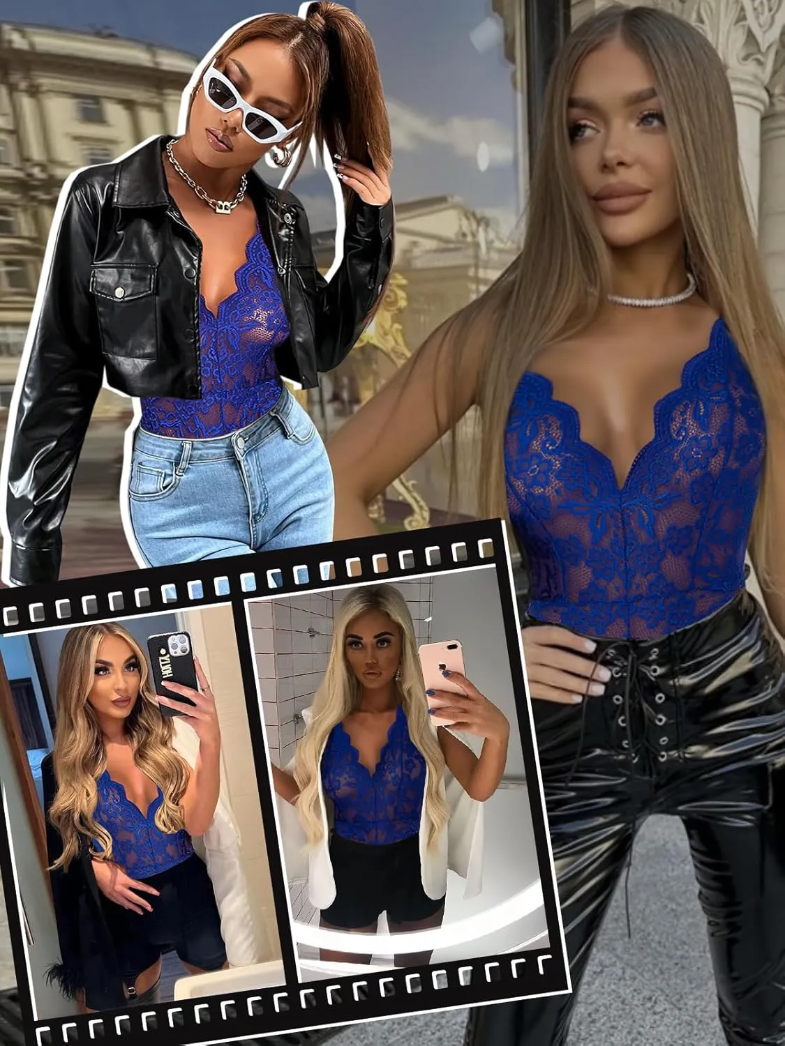Buitifo Women Lace Bodysuit One Piece Babydoll Backless Mini Teddy V Neck Lingerie