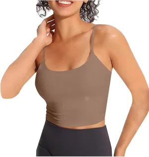 Camisole Top for Women with Bulit in Removable Bra Summer Spaghetti Strap Tanks Womens Workout Yoga Basic Cami Vest