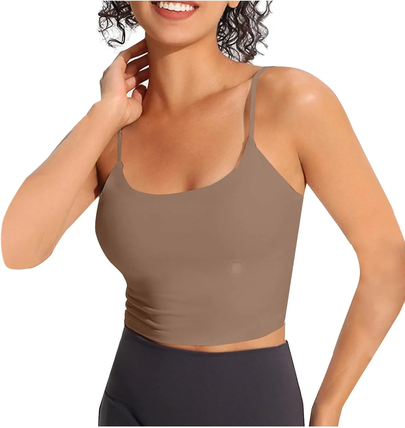 Camisole Top for Women with Bulit in Removable Bra Summer Spaghetti Strap Tanks Womens Workout Yoga Basic Cami Vest