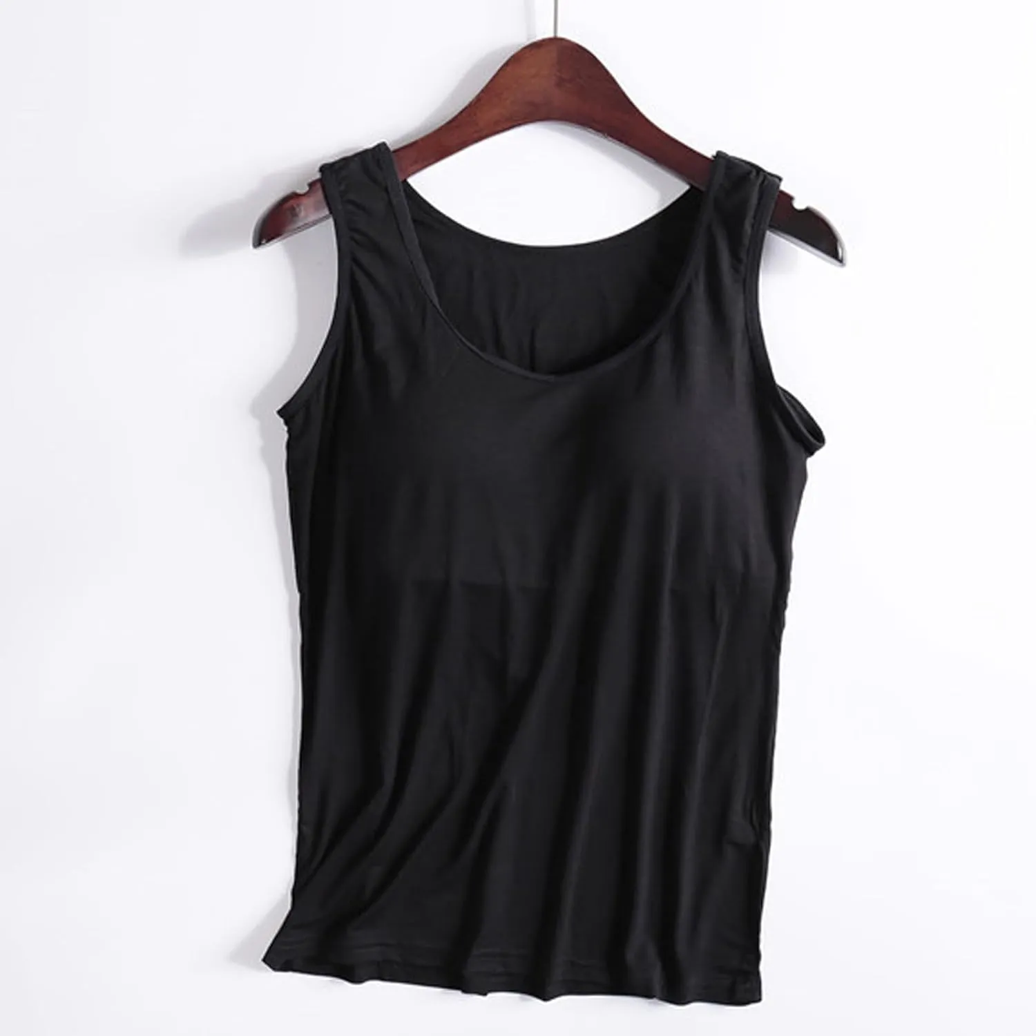 Camisole Tops for Women Built in Bra Casual Scoop Neck Sleeveless Yoga Shirts Basic Padded Tank Tops Summer Clothes