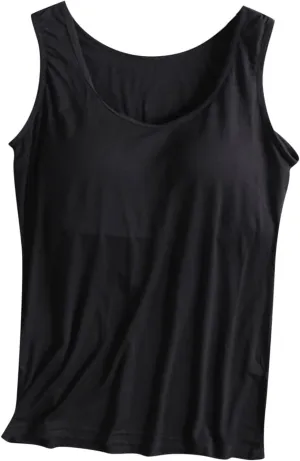 Camisole Tops for Women Built in Bra Casual Scoop Neck Sleeveless Yoga Shirts Basic Padded Tank Tops Summer Clothes