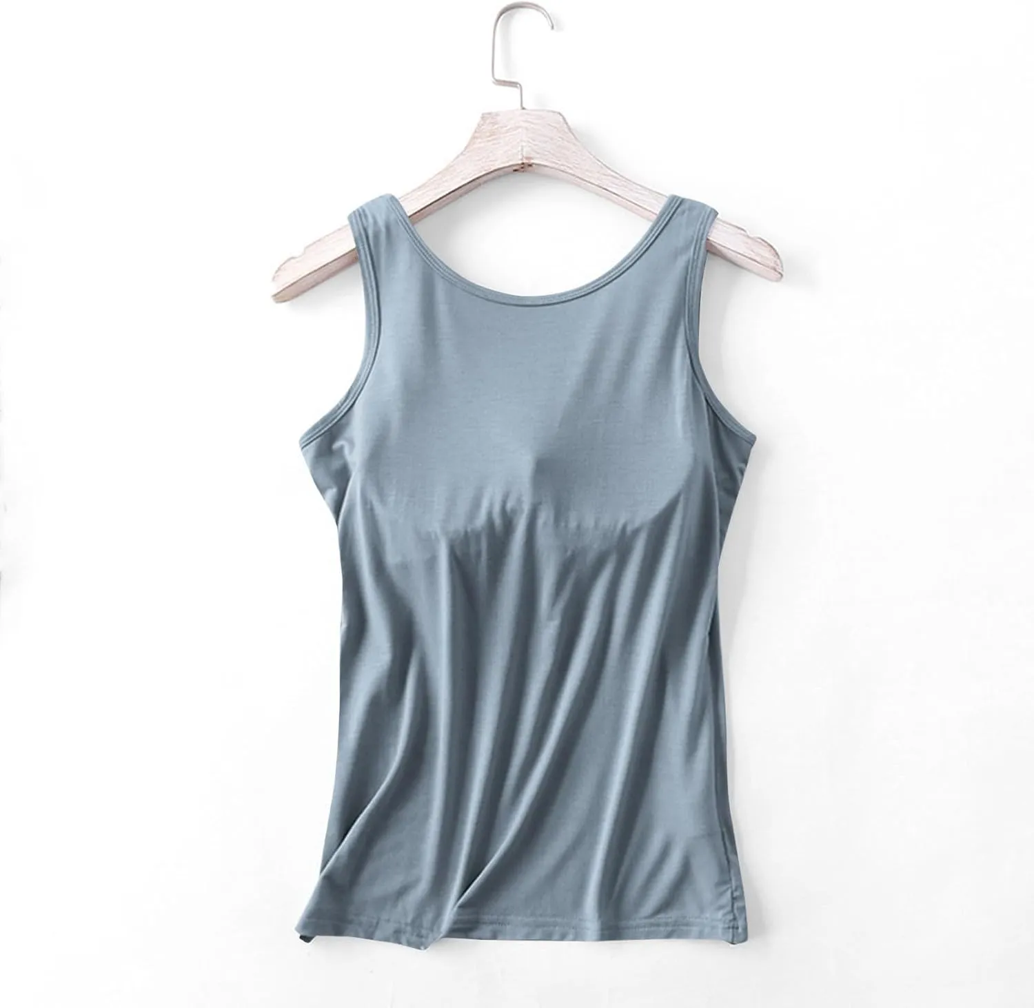 Camisole Tops for Women Summer Spaghetti Strap Basic Padded Tank Top with Built in Bra Workout Yoga Shirts