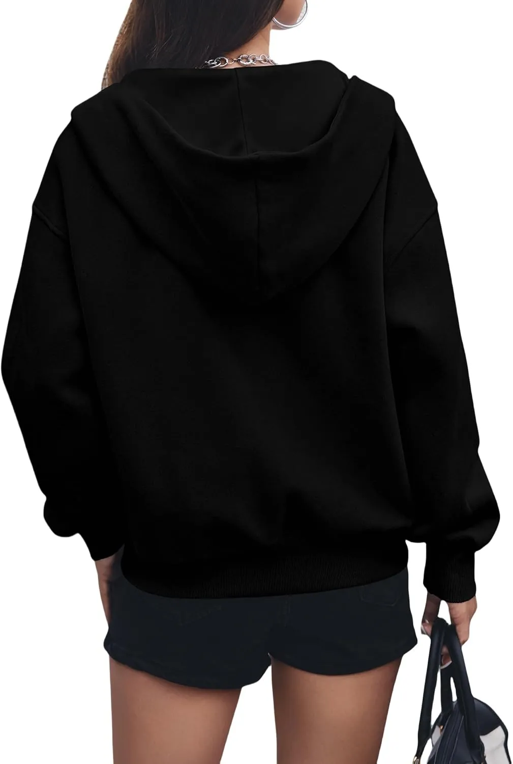 Canbebig Zip Up Hoodies Women Casual Cropped Sweatshirts Long Sleeve Fleece Hooded Jackets 2024 Trendy Fall Winter Clothes