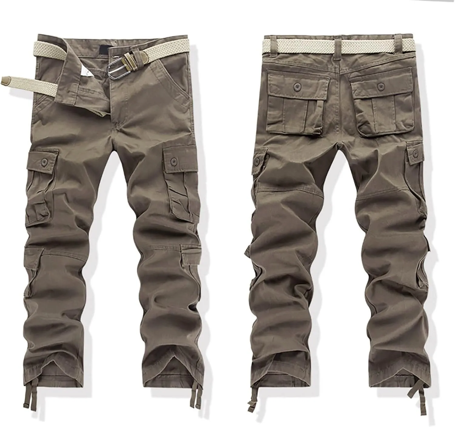 Cargo Pants for Men Casual Hiking Pants Fleece Joggers Athletic Pants Lightweight Loose Straight Sweatpants for Men