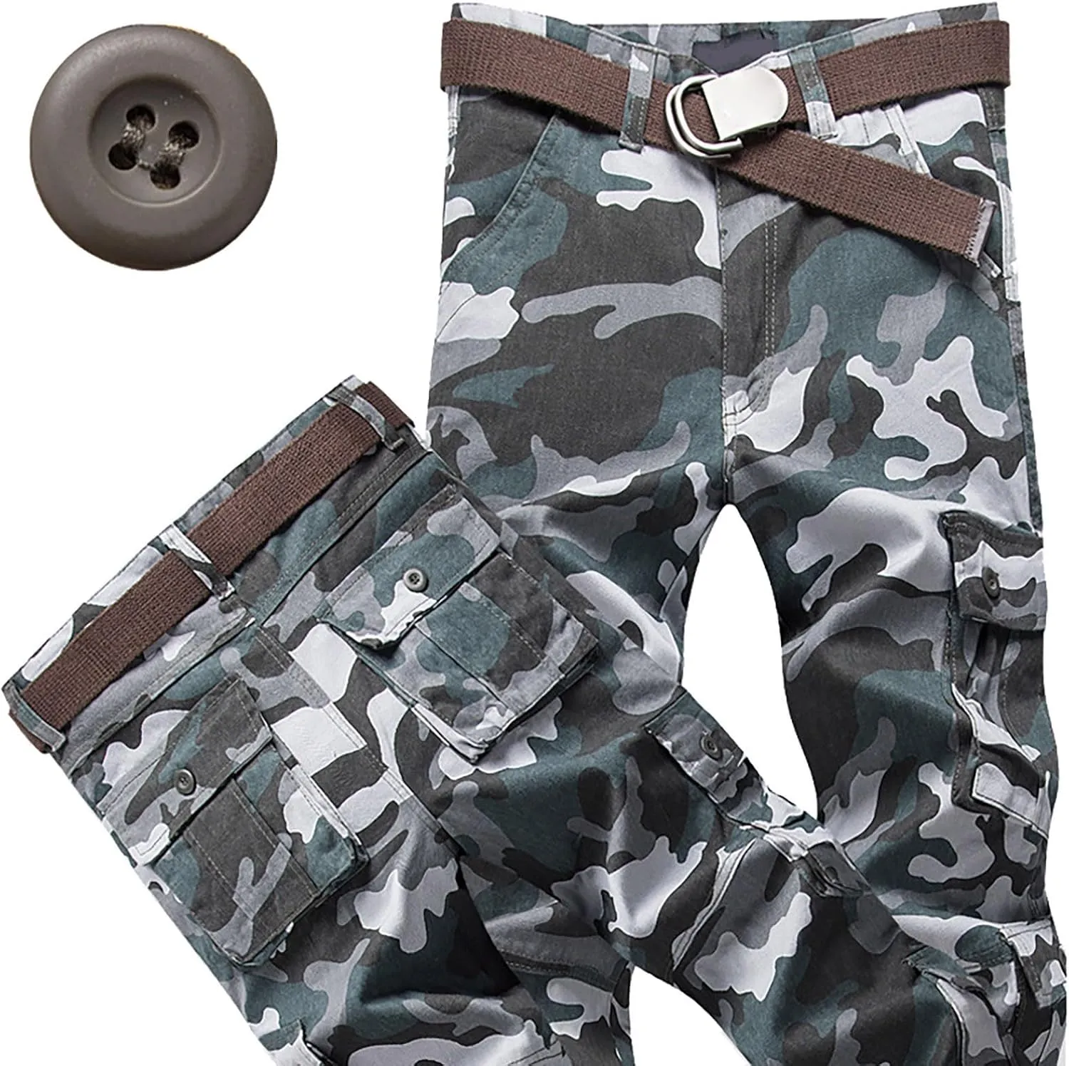 Cargo Pants for Men Casual Hiking Pants Fleece Joggers Athletic Pants Lightweight Loose Straight Sweatpants for Men