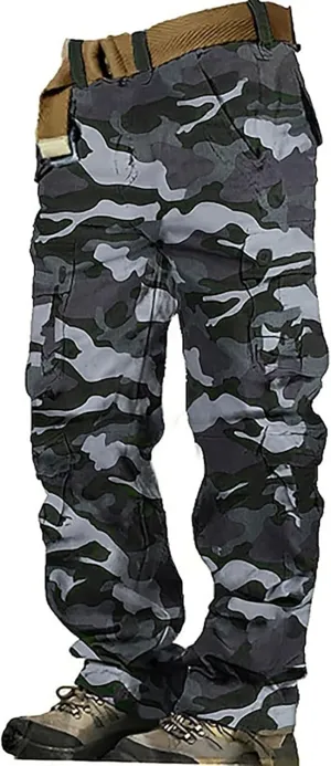 Cargo Pants for Men Casual Hiking Pants Fleece Joggers Athletic Pants Lightweight Loose Straight Sweatpants for Men